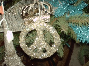glitter incrusted Peace ornament 
